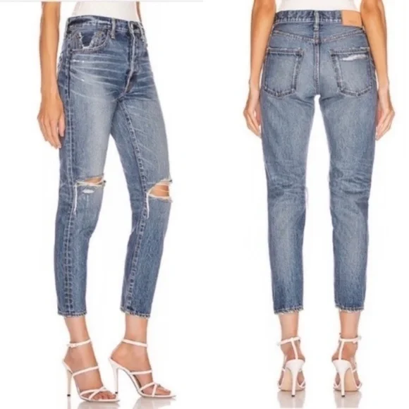 Moussy Vintage Jeans Beckton Tapered Straight Leg Distressed - Picture 2 of 8